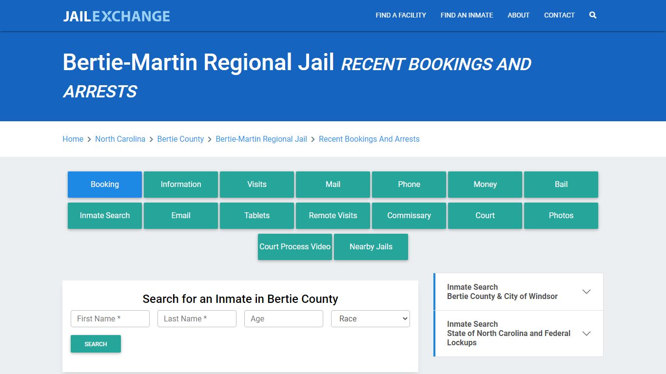 Bertie-Martin Regional Jail Recent Bookings And Arrests - Jail Exchange