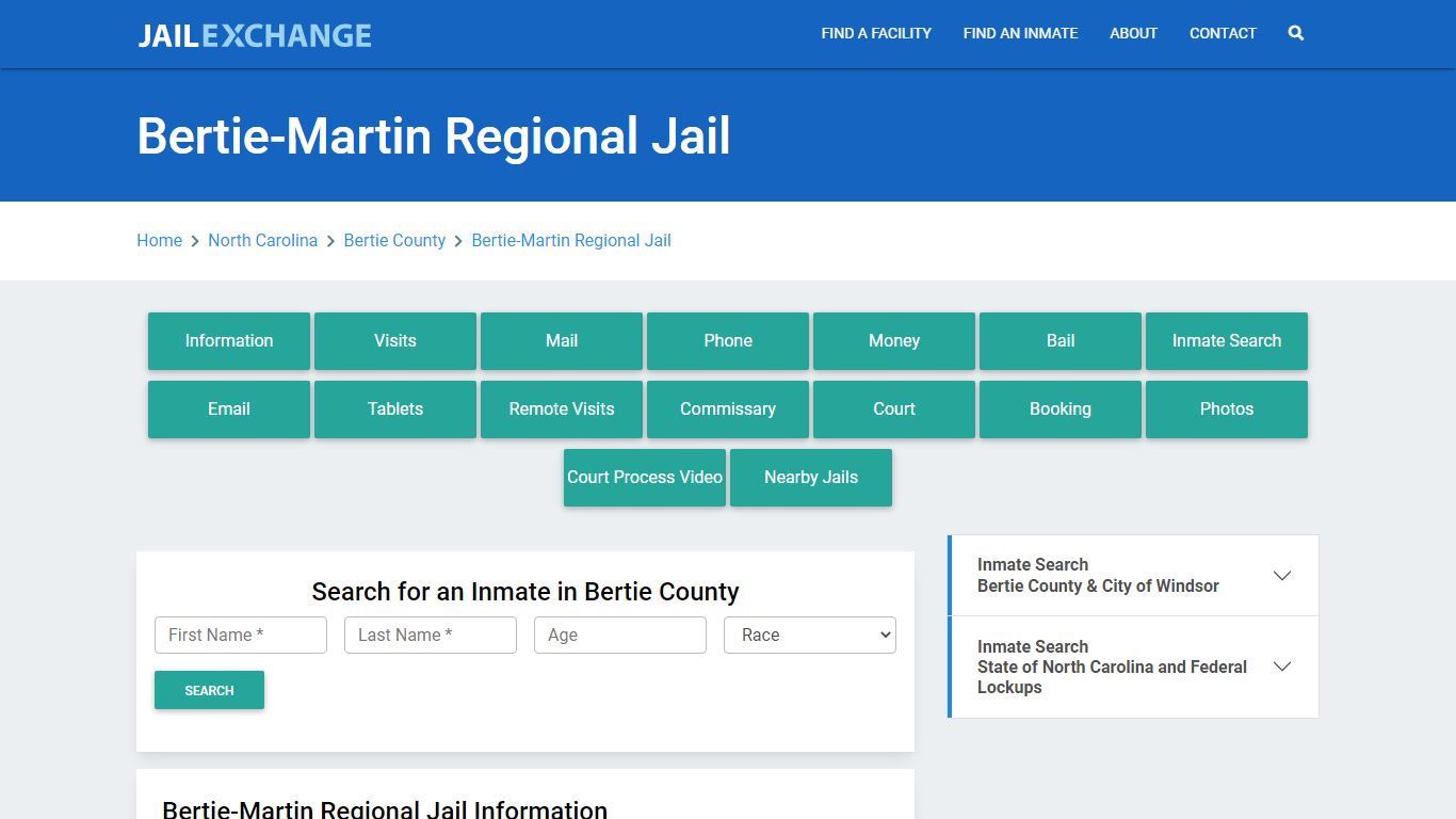 Bertie-Martin Regional Jail Roster Lookup, NC, Inmate Search