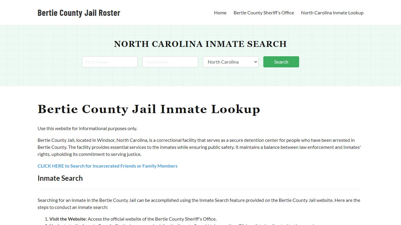 Bertie County Jail Roster Lookup, NC, Inmate Search